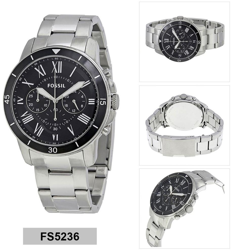  Shop Authentic Fossil Grant Sport Chronograph Black Dial Silver Steel Strap Watch for Men - FS5236 - Luxxuri