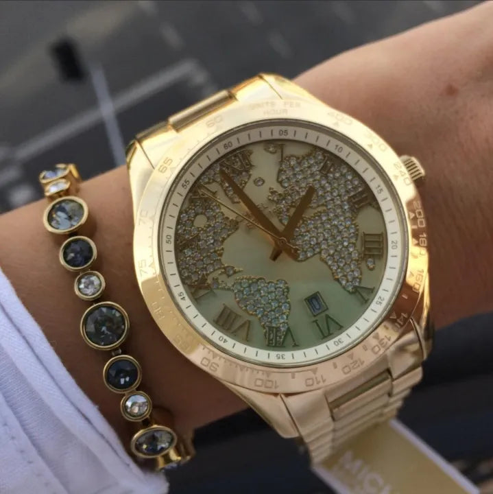  Shop Authentic Michael Kors Layton Chronograph Gold Dial Gold Steel Strap Watch for Women - MK5959 - Luxxuri