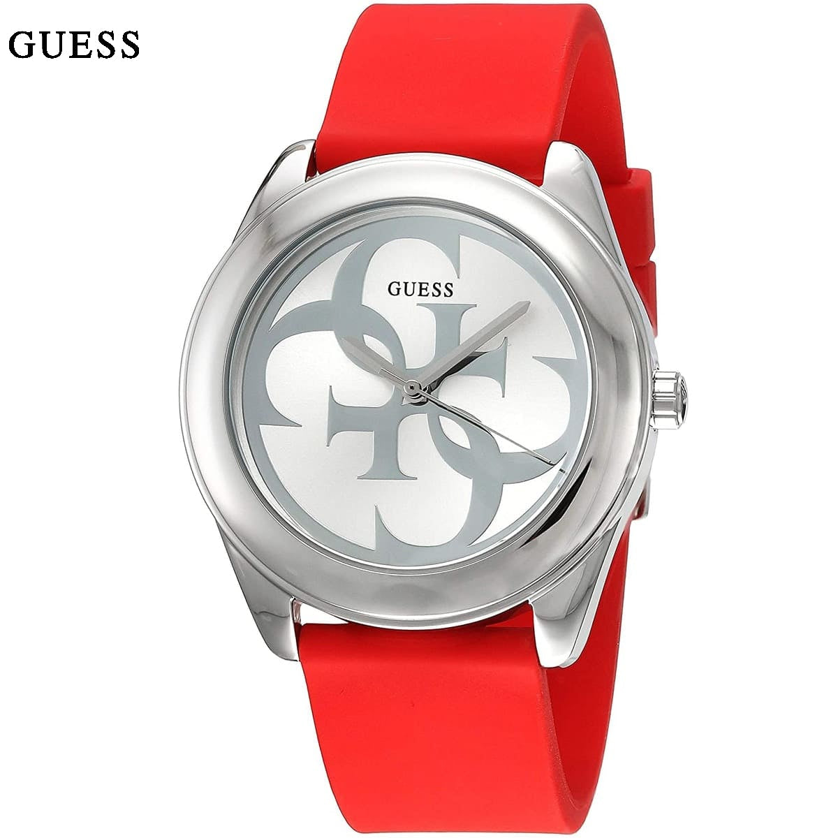  Shop Authentic Guess G-Twist Silver Dial Red Rubber Strap Watch for Women - W0911L9 - Luxxuri