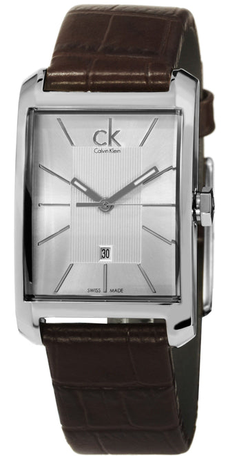  Shop Authentic Calvin Klein Window Silver Dial Brown Leather Strap Watch for Women - K2M23126 - Luxxuri