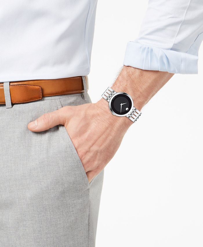  Shop Authentic Movado Esperanza 39mm Black Dial Silver Steel Strap Watch For Men - 0607057 - Luxxuri