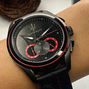  Shop Authentic Maserati Traguardo Chronograph Black Dial Black Leather Strap Watch for Men - R8871612023 - Luxxuri