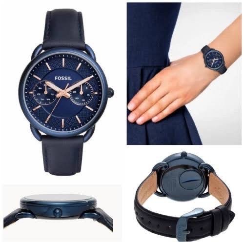  Shop Authentic Fossil Tailor Blue Dial Blue Leather Strap Watch for Women - ES4092 - Luxxuri