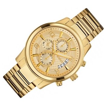  Shop Authentic Guess Analog Chronograph Gold Dial Gold Steel Strap Watch for Men - W0075G5 - Luxxuri