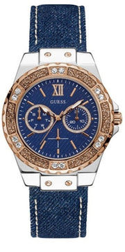  Shop Authentic Guess Limelight Quartz Analog Blue Dial Blue Denim Strap Watch For Women - W0775l10 - Luxxuri