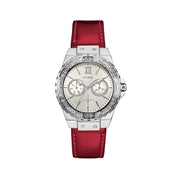  Shop Authentic Guess Limelight Quartz Diamonds White Dial Red Leather Strap Watch For Women - W0775L11 - Luxxuri