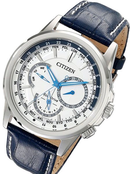  Shop Authentic Citizen Eco Drive Calendrier White Dial Blue Leather Strap Watch For Men - BU2020-11A - Luxxuri