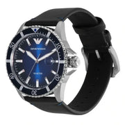  Shop Authentic Emporio Armani Diver Three-Hand Quartz Blue Dial Blue Leather Strap Watch For Men - AR11516 - Luxxuri