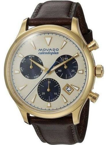  Shop Authentic Movado Heritage Chronograph White Black Leather Strap Watch for Men - 3650007 - Luxxuri