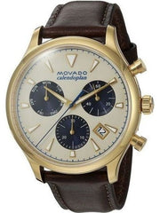  Shop Authentic Movado Heritage Chronograph White Black Leather Strap Watch for Men - 3650007 - Luxxuri