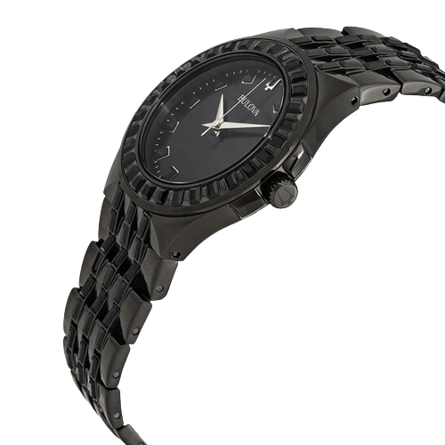  Shop Authentic Bulova Crystal Collection Phantom Black Dial Black Steel Strap Watch for Men - 98A240 - Luxxuri