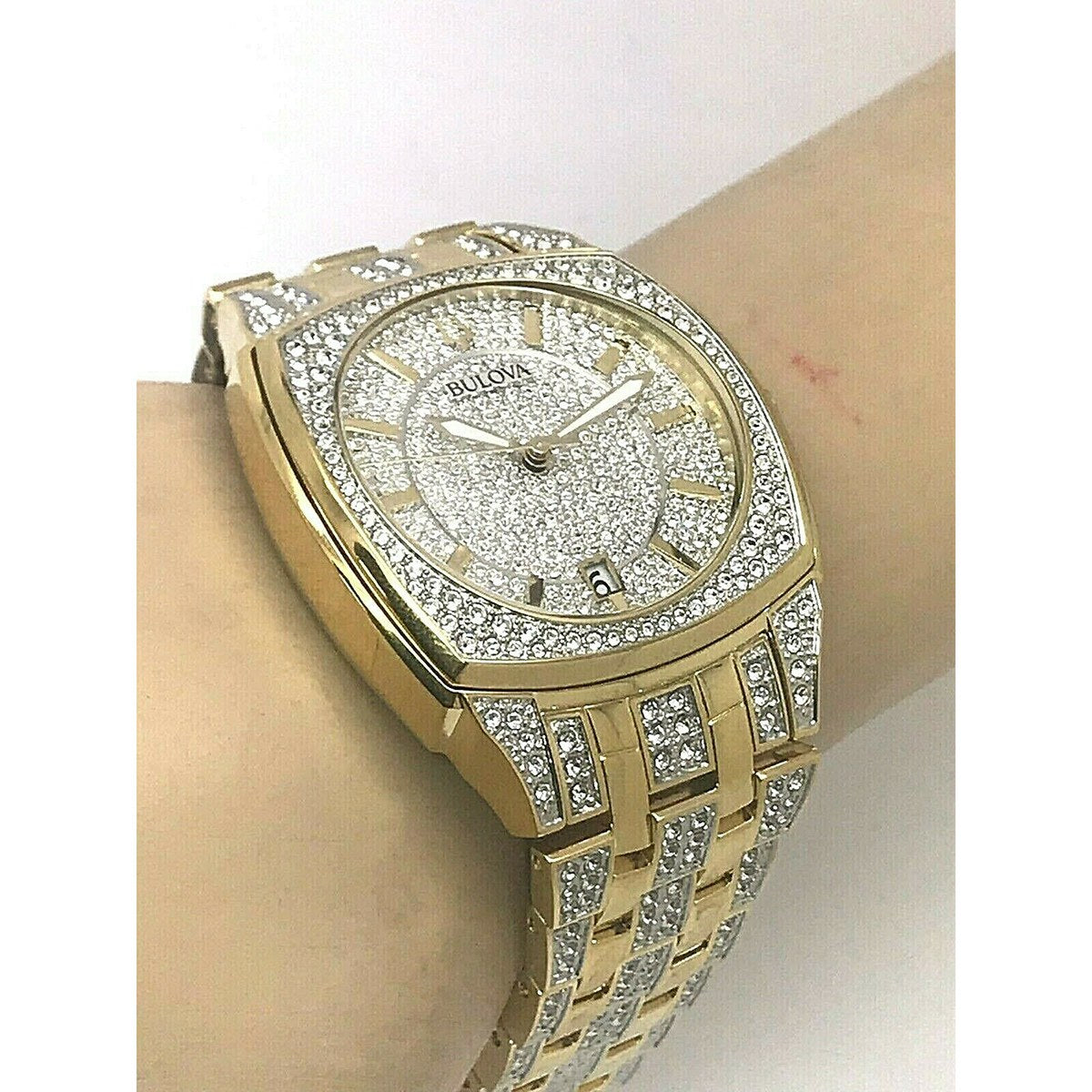  Shop Authentic Bulova Phantom Crystal Silver Dial Two Tone Steel Strap Watch for Men - 98B323 - Luxxuri