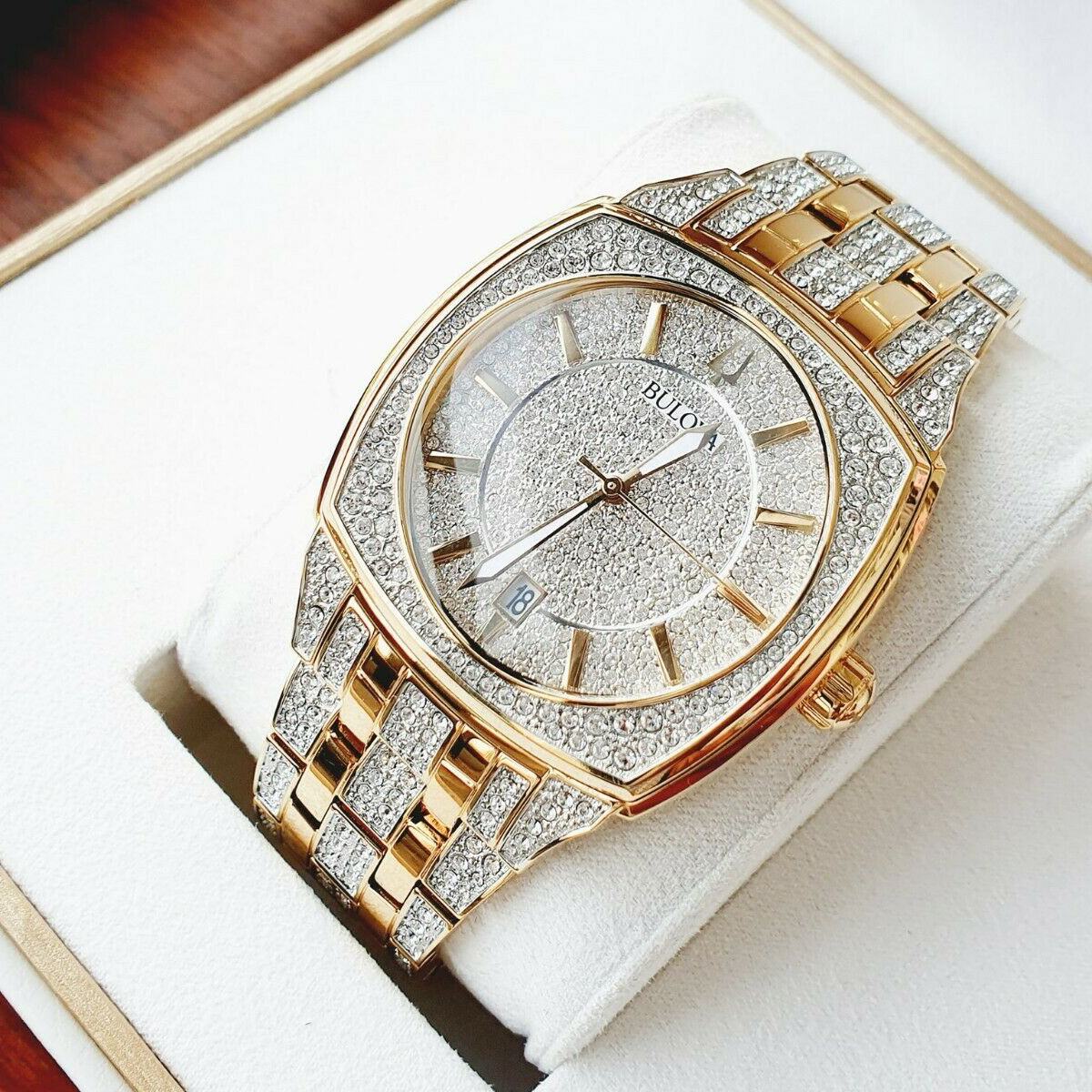  Shop Authentic Bulova Phantom Crystal Silver Dial Two Tone Steel Strap Watch for Men - 98B324 - Luxxuri