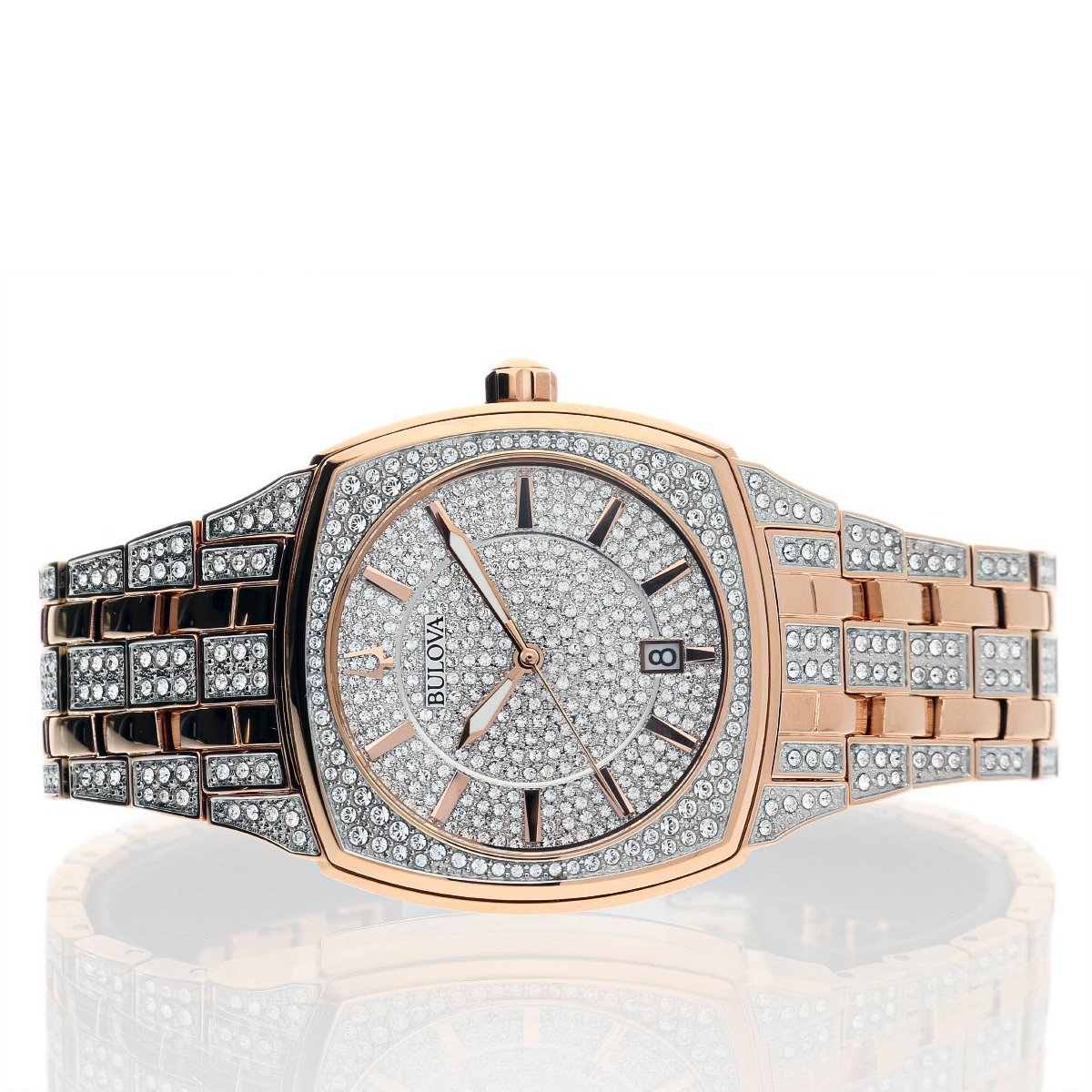  Shop Authentic Bulova Phantom Crystal Silver Dial Two Tone Steel Strap Watch for Men - 98B324 - Luxxuri