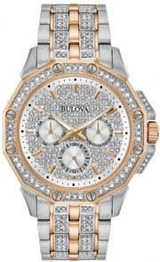  Shop Authentic Bulova Octova Crystal Silver Dial Two Tone Steel Strap Watch for Men - 98C133 - Luxxuri