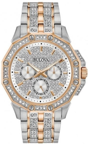  Shop Authentic Bulova Octova Crystal Silver Dial Two Tone Steel Strap Watch for Men - 98C133 - Luxxuri