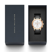  Shop Authentic Daniel Wellington Iconic Chronograph Sheffield White Dial Black Leather Strap Watch For Men - DW00100646 - Luxxuri