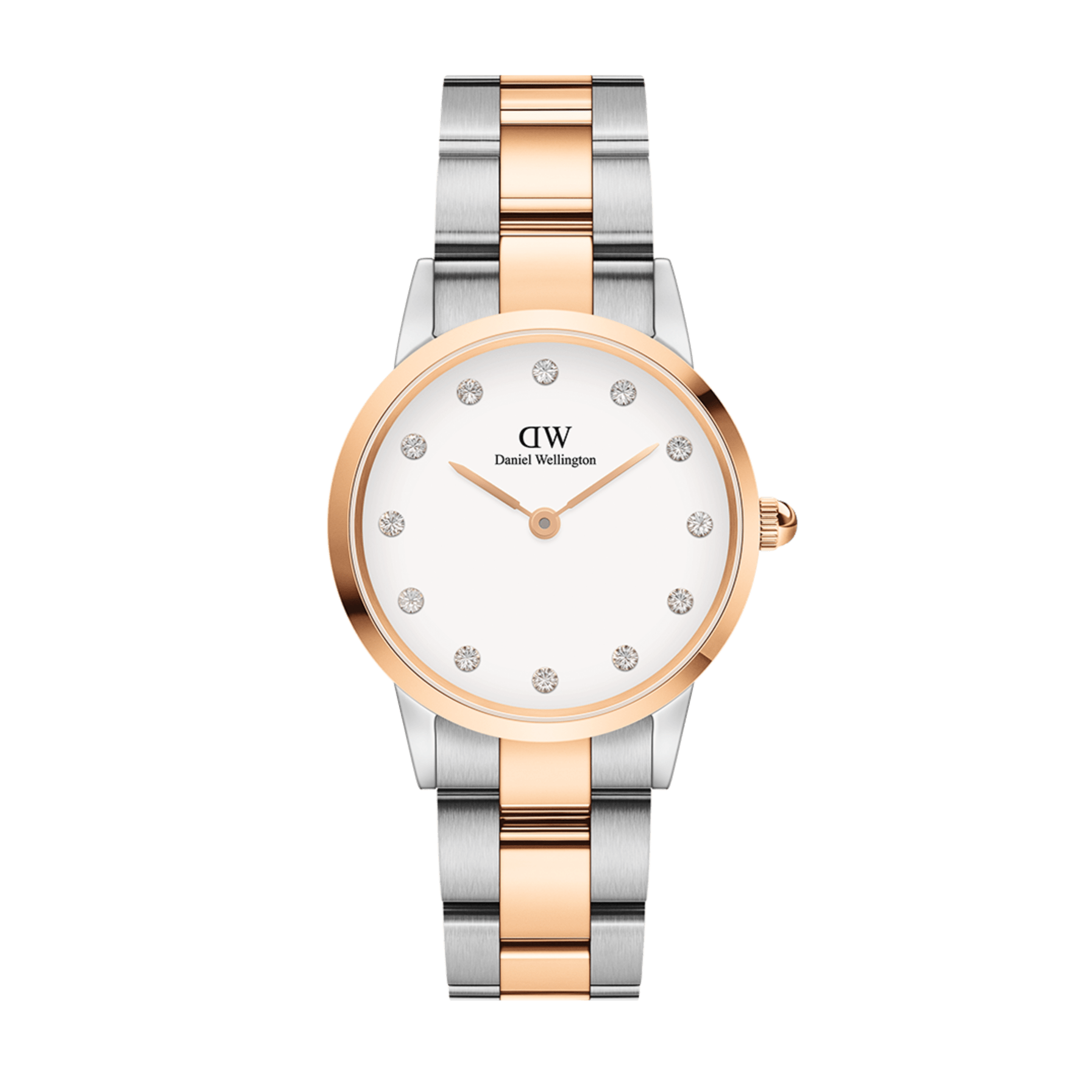  Shop Authentic Daniel Wellington Iconic Link White Dial Two Tone Steel Strap Watch For Women - DW00100358 - Luxxuri