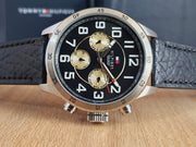  Shop Authentic Tommy Hilfiger Sport Chronograph Black Dial Black Leather Strap Watch for Men - 1791050 - Luxxuri