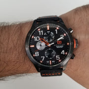  Shop Authentic Tommy Hilfiger Trent Multifunction Black Dial Black Leather Strap Watch for Men - 1791136 - Luxxuri