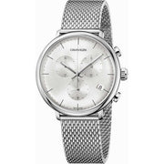  Shop Authentic Calvin Klein City Chronograph White Dial Silver Mesh Bracelet Watch for Men - K2G27126 - Luxxuri