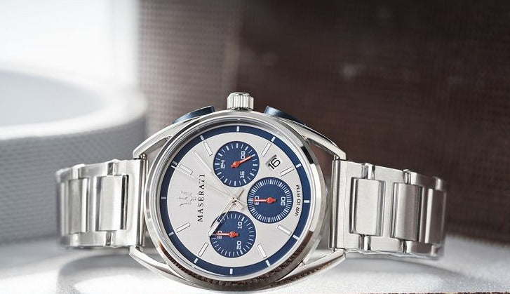  Shop Authentic Maserati Trimarano Chronograph Silver Dial Silver Stainless Steel Strap Watch For Men - R8873632001 - Luxxuri