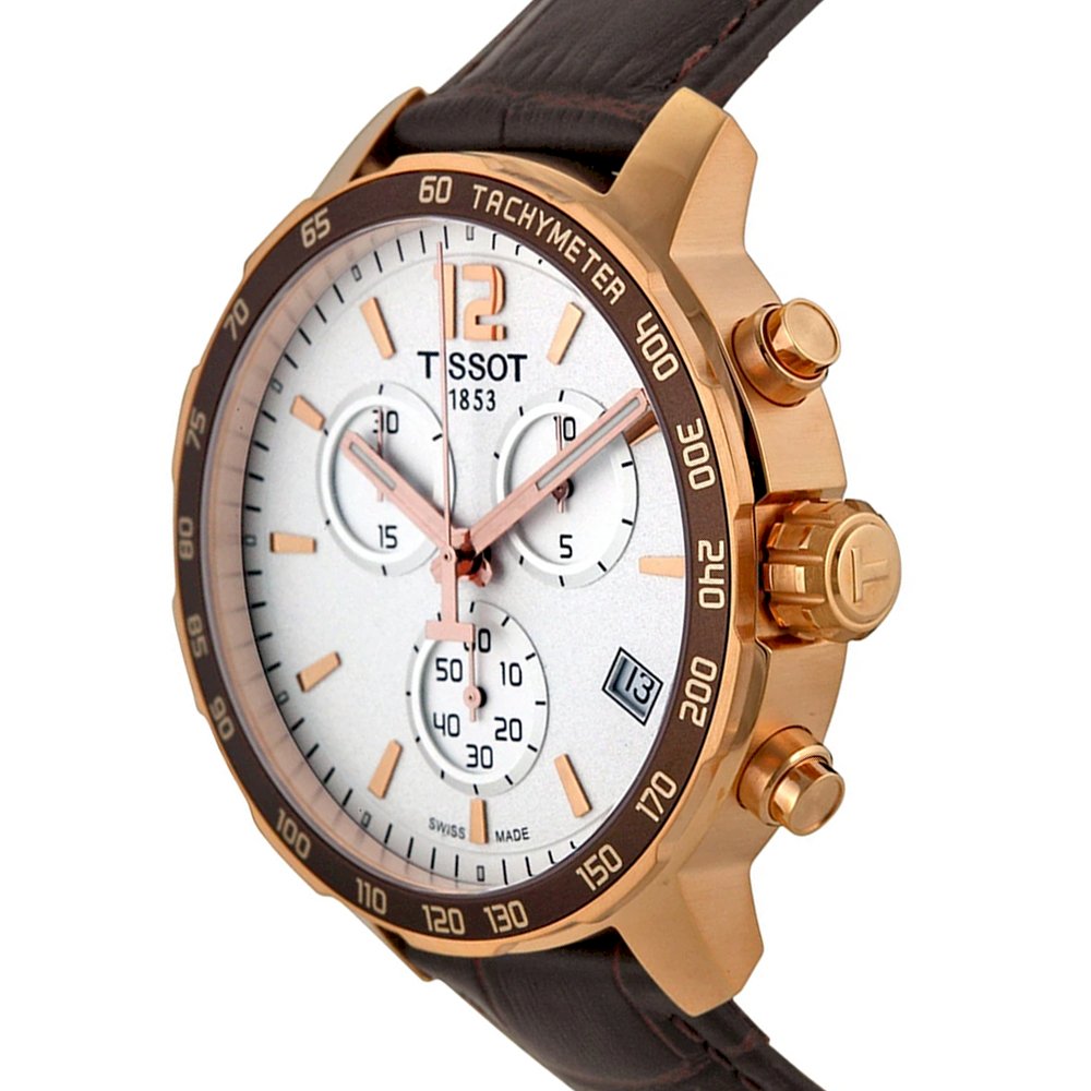  Shop Authentic Tissot Quickster Chronograph 42mm White Dial Brown Leather Strap Watch For Men - T095.417.36.037.00 - Luxxuri