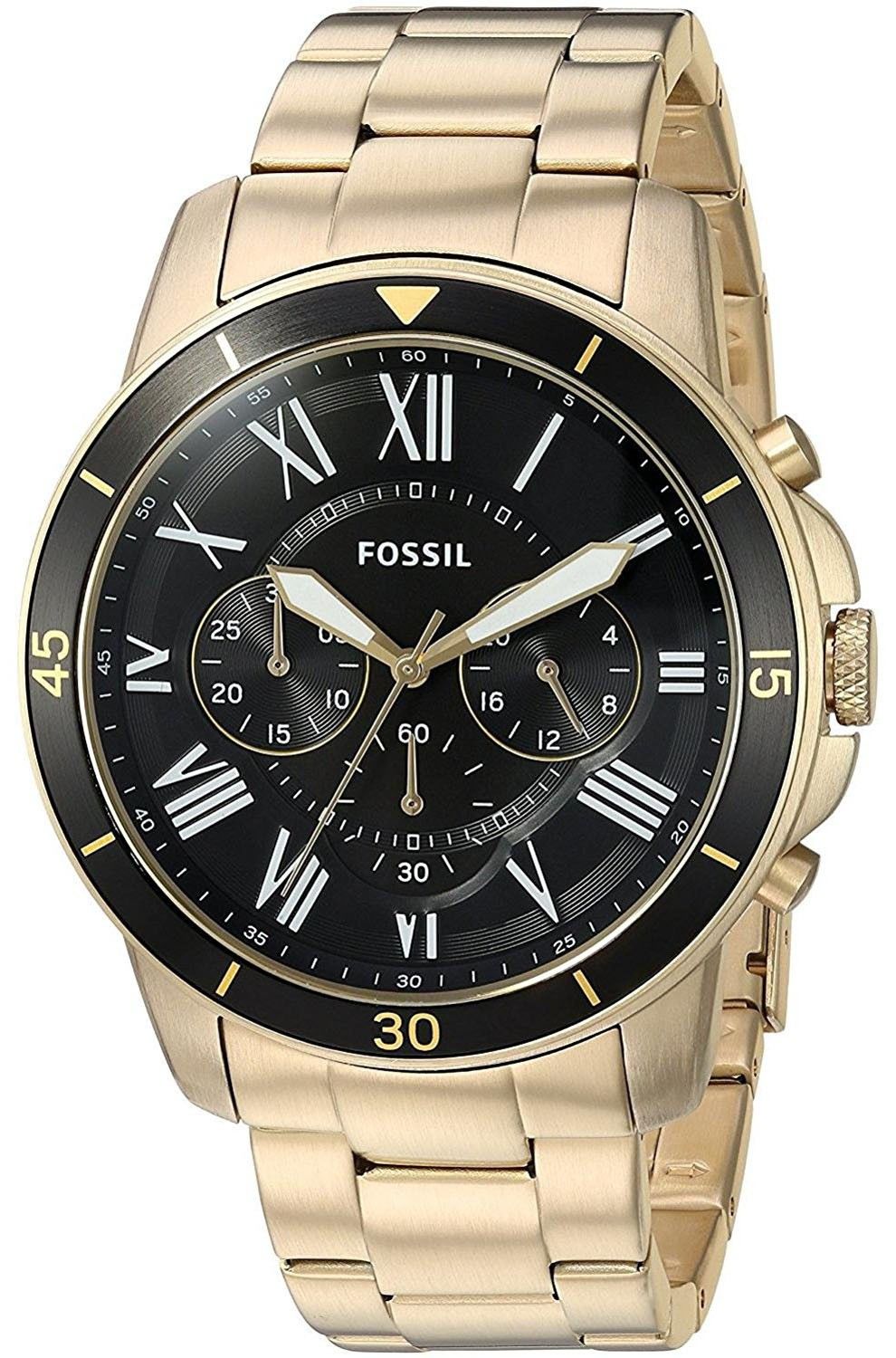 Shop Authentic Fossil Inscription Automatic Black Dial Gold Steel Strap Watch for Men - FS5267 - Luxxuri