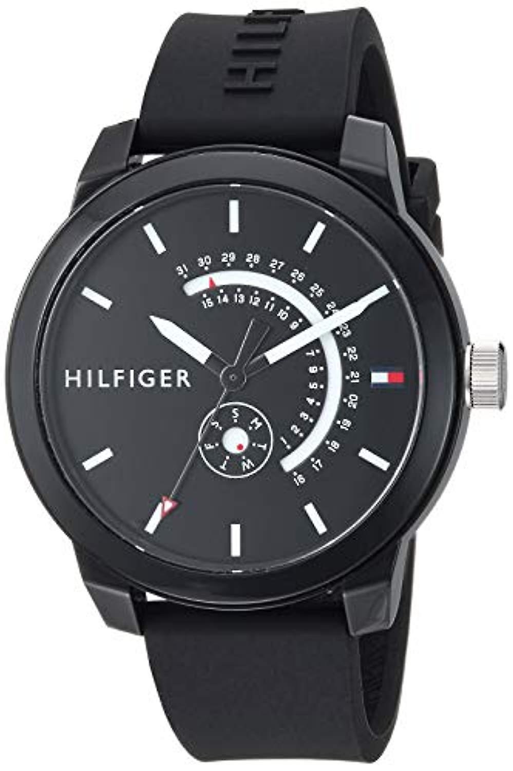  Shop Authentic Tommy Hilfiger Denim Quartz Black Dial Black Rubber Strap Watch for Men - 1791483 - Luxxuri