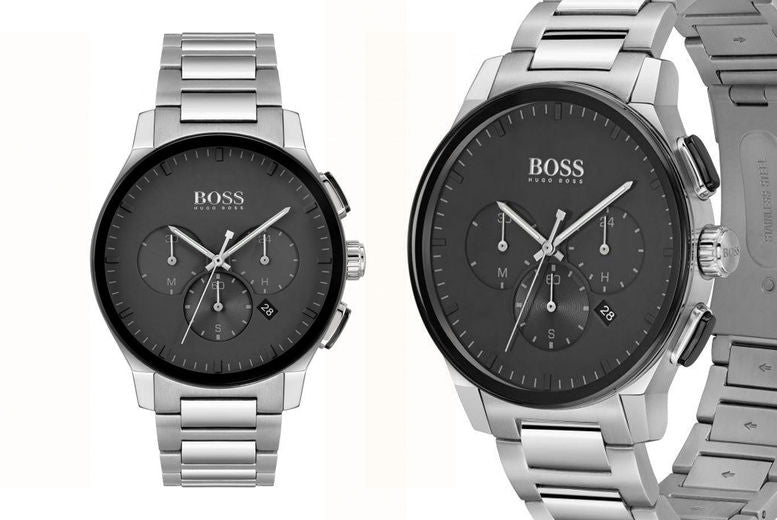  Shop Authentic Hugo Boss Peak Black Dial Silver Steel Strap Watch for Men - 1513762 - Luxxuri