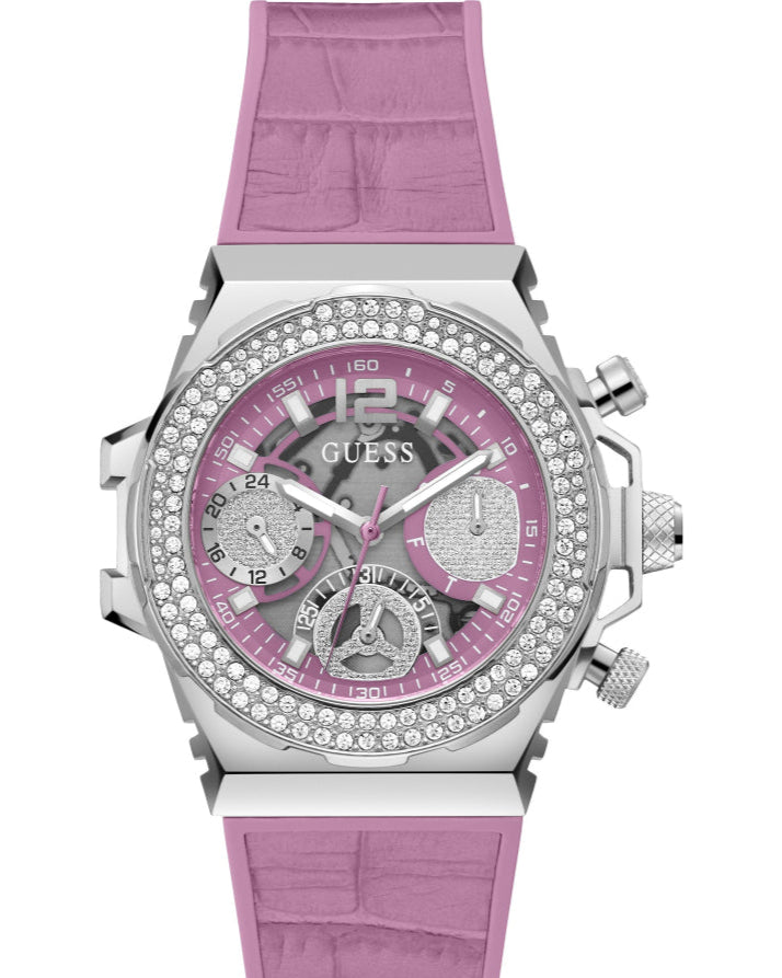  Shop Authentic Guess Fusion Chronograph Pink Dial Pink Leather Strap Watch for Women - GW0553L1 - Luxxuri