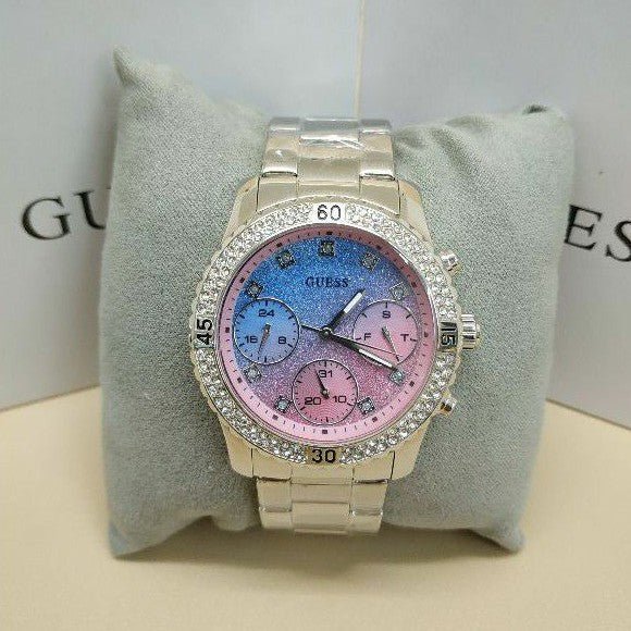 Shop Authentic Guess Confetti Multicolored Dial Silver Steel Strap Watch For Women - W0774L1 - Luxxuri