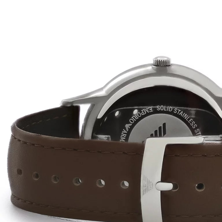  Shop Authentic Emporio Armani Renato Quartz Silver Dial Brown Leather Strap Watch For Men - AR11185 - Luxxuri