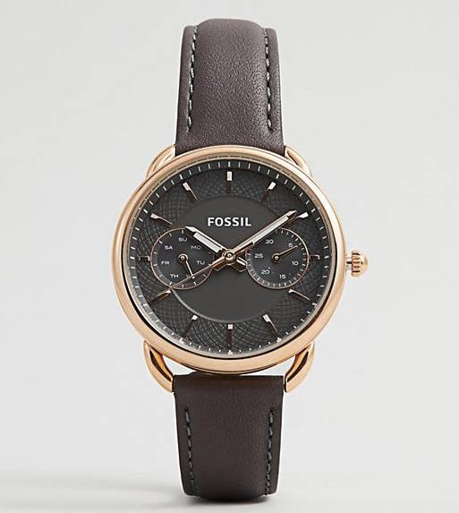  Shop Authentic Fossil Tailor Grey Dial Grey Leather Strap Watch for Women - ES3913 - Luxxuri