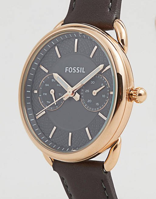  Shop Authentic Fossil Tailor Grey Dial Grey Leather Strap Watch for Women - ES3913 - Luxxuri