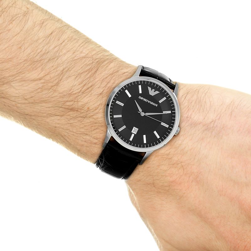  Shop Authentic Emporio Armani Renato Black Dial Leather Strap Watch For Men - AR2411 - Luxxuri