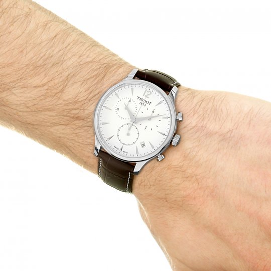  Shop Authentic Tissot T Classic Tradition Chronograph White Dial Brown Leather Strap Watch For Men - T063.617.16.037.00 - Luxxuri