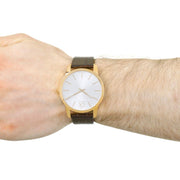  Shop Authentic Calvin Klein City White Dial Brown Leather Strap Watch for Men - K2G21629 - Luxxuri