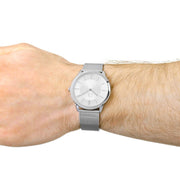  Shop Authentic Calvin Klein Minimal Silver Dial Silver Mesh Bracelet Watch for Men - K3M21126 - Luxxuri