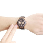  Shop Authentic Guess Rigor Analog Brown Dial Brown Leather Strap Watch For Men - W0040G3 - Luxxuri