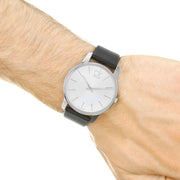  Shop Authentic Calvin Klein City White Dial Black Leather Strap Watch for Men - K2G2G1CD - Luxxuri