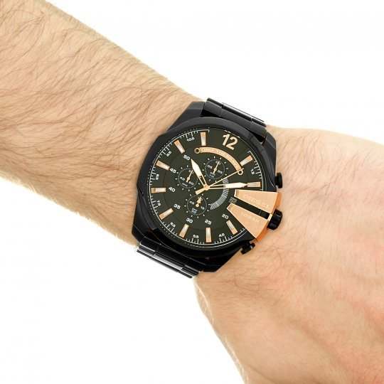  Shop Authentic Diesel Mega Chief Black Dial Black Steel Strap Watch For Men - DZ4309 - Luxxuri