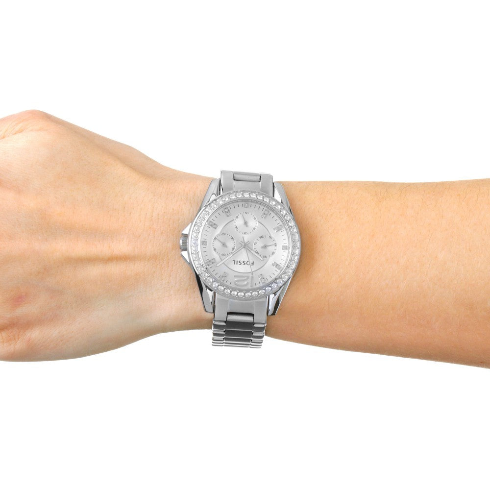  Shop Authentic Fossil Riley Multifunction Silver Dial Silver Steel Strap Watch for Women - ES3202 - Luxxuri