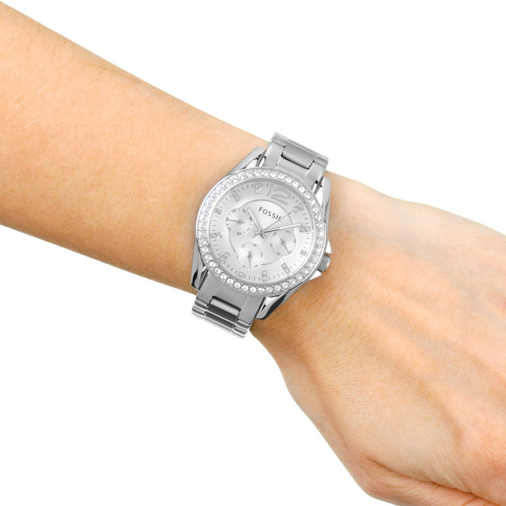  Shop Authentic Fossil Riley Multifunction Silver Dial Silver Steel Strap Watch for Women - ES3202 - Luxxuri