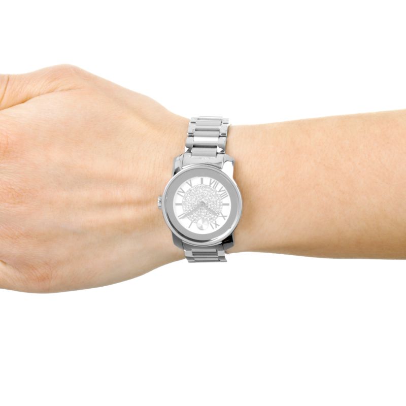  Shop Authentic Movado Bold Crystal Pave Silver Dial Silver Steel Strap Watch for Women - 3600254 - Luxxuri