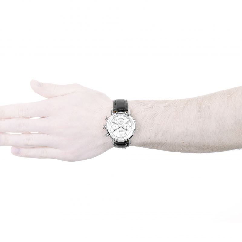  Shop Authentic Fossil Buchanan Chronograph Silver Dial Black Leather Strap Watch for Men - FS5102 - Luxxuri
