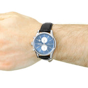  Shop Authentic Hugo Boss Jet Blue Dial Black Leather Strap Watch for Men - 1513283 - Luxxuri