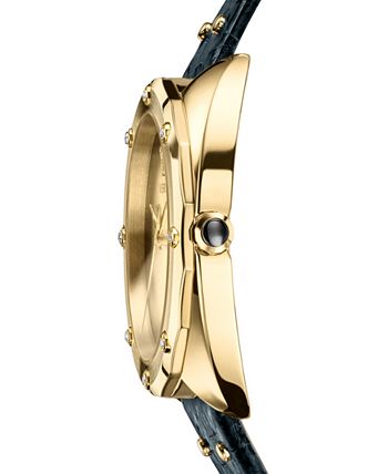  Shop Authentic Versace Shadov Gold Dial Green Leather Strap Watch For Women - VEBM01018 - Luxxuri