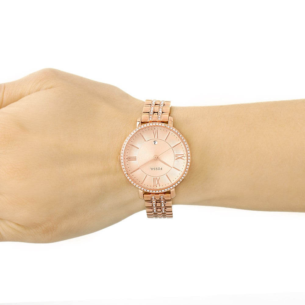 Shop Authentic Fossil Jacqueline Rose Gold Dial Rose Gold Steel Strap Watch for Women - ES3546 - Luxxuri