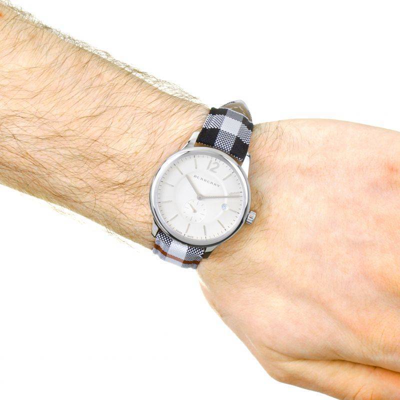  Shop Authentic Burberry The Classic Horseferry Silver Dial Black Leather Strap Watch for Men - BU10002 - Luxxuri